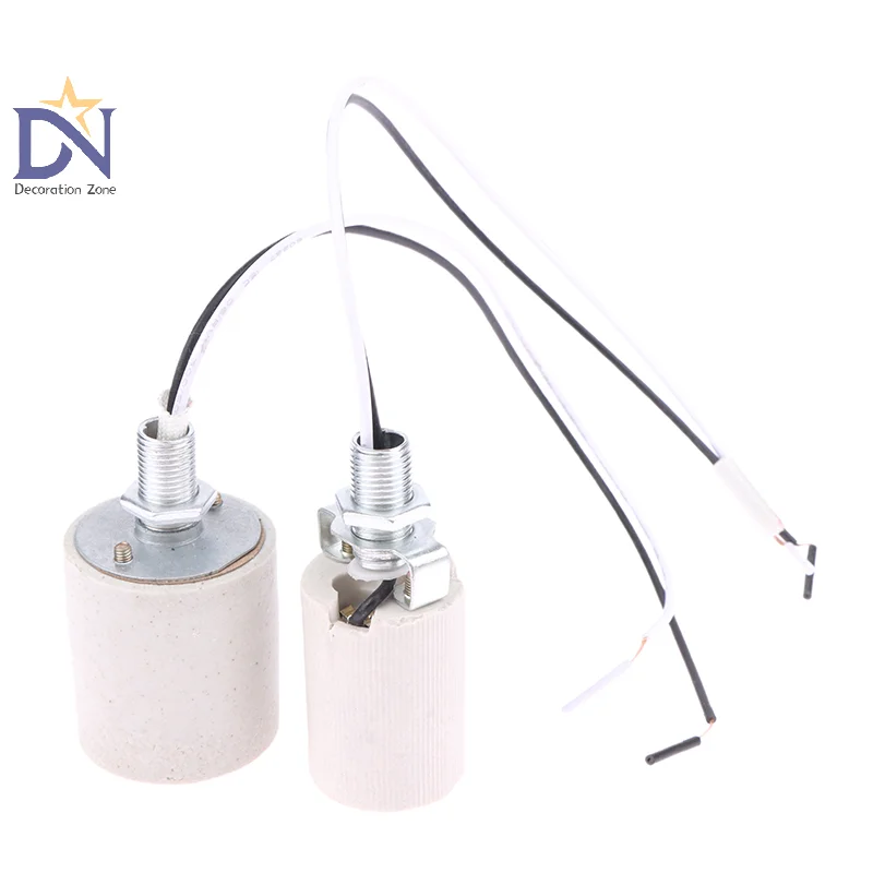 E14/E27 Ceramic Screw Lamp Holder LED Light Heat Resistant Adapter Home Use Round Socket For Bulb Base With Cable