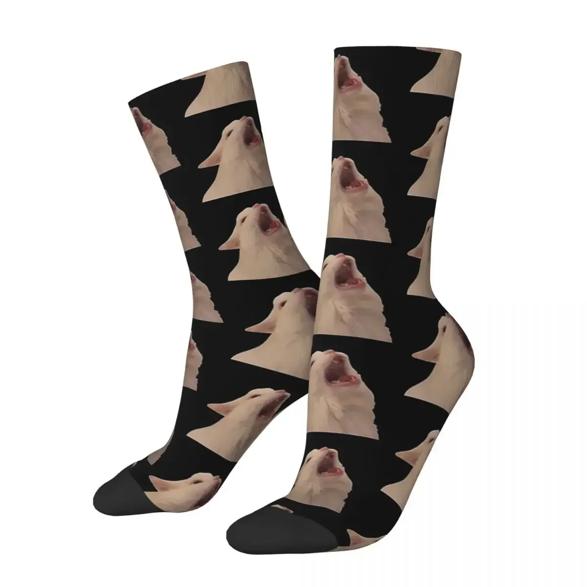 Calcetines blancos de gato chillón para hombre y mujer, medias absorbentes de Harajuku, calcetines largos para todas las estaciones, accesorios para regalo de cumpleaños