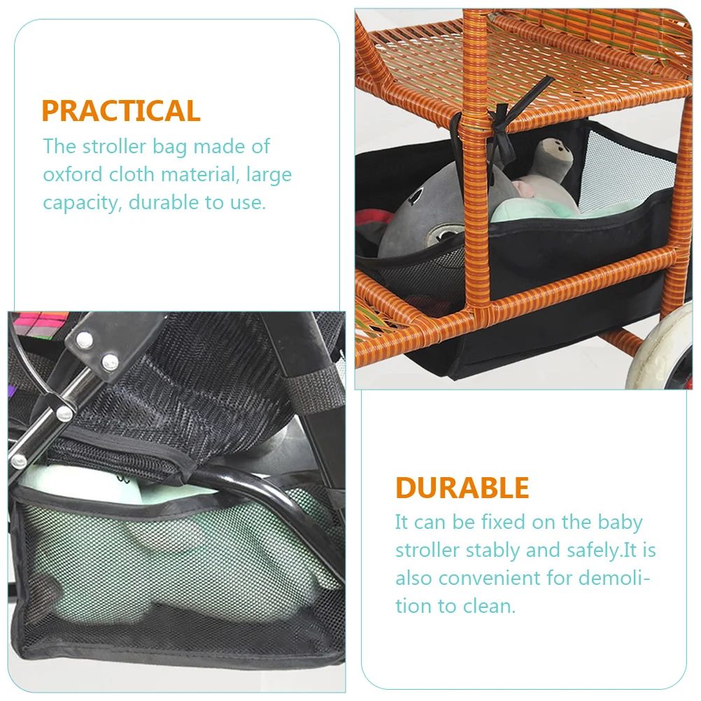 Cart Storage Mesh Bag Trolleys Organizer Wheels Stroller for Twin Baby Canopy Change Baskets Wagon Accessories Nursery Shopping