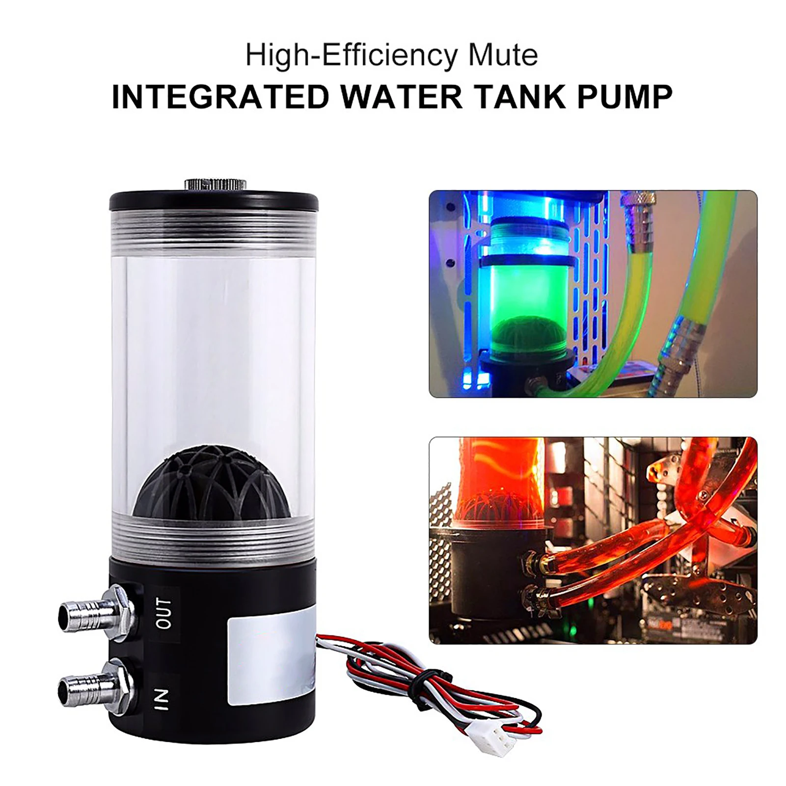 Details about  500L/H 10W DC 12V CPU CO2 Cooling Water cooler Pump Tank Heat Exchanger Mute