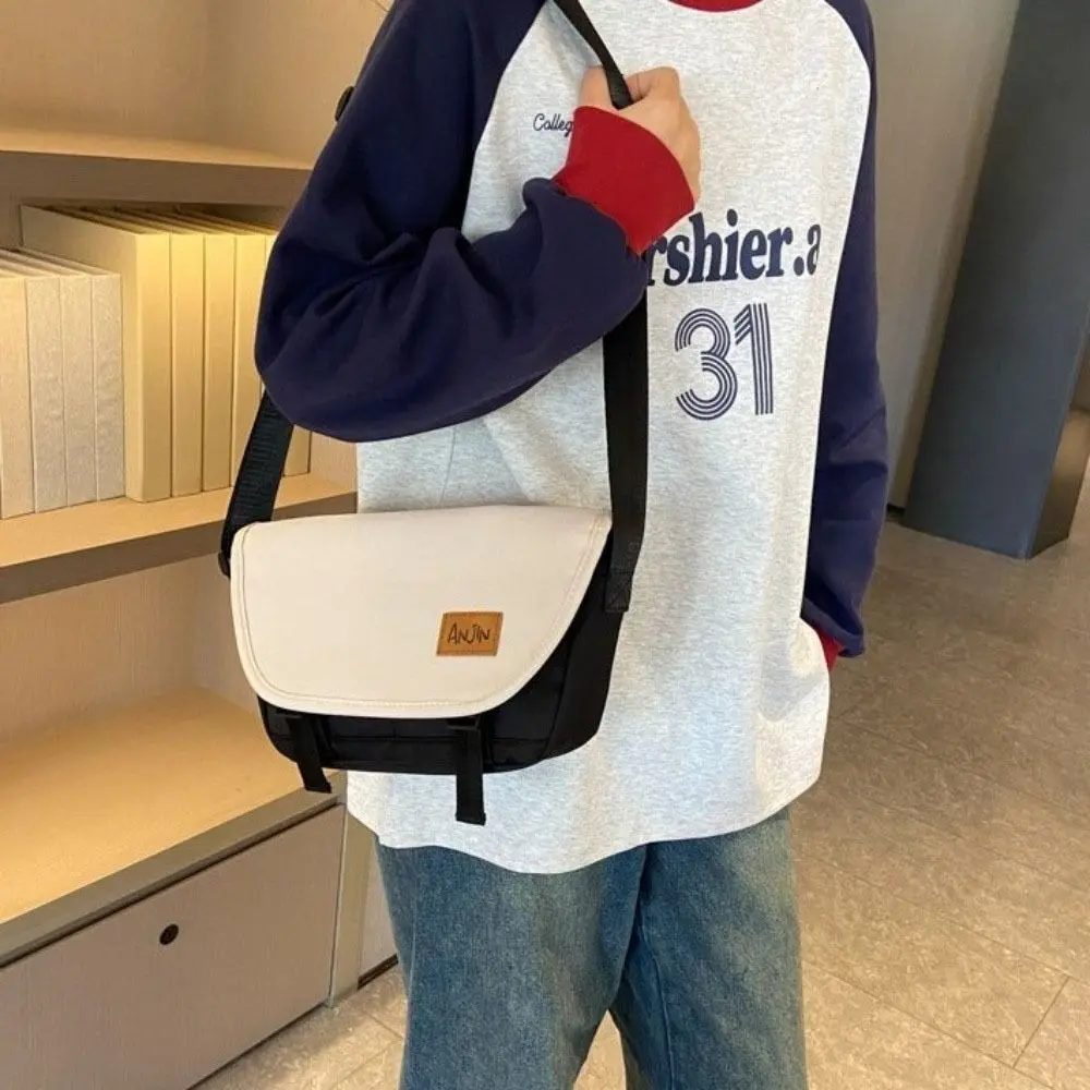 

Durable Large Capacity Nylon Messenger Bag Korean Style Multi Pocket Crossbody Bag Sling Flip Cover Women Shoulder Bag Men
