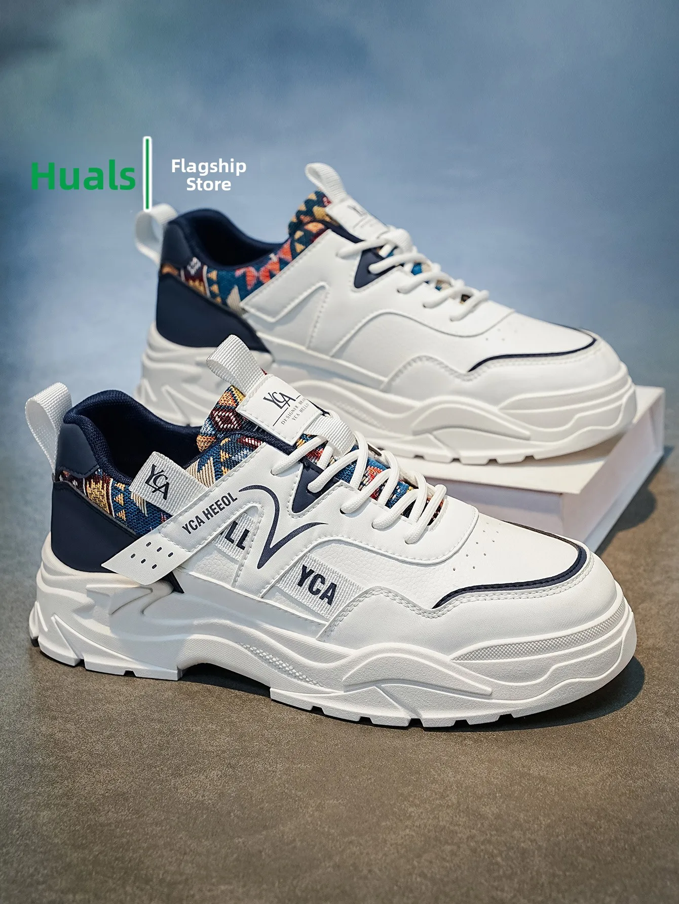 Men's Fashionable Leather Surface Casual Shoes Autumn 2026 New Style Thick Bottom Heightening Versatile Dad Trendy Sneakers