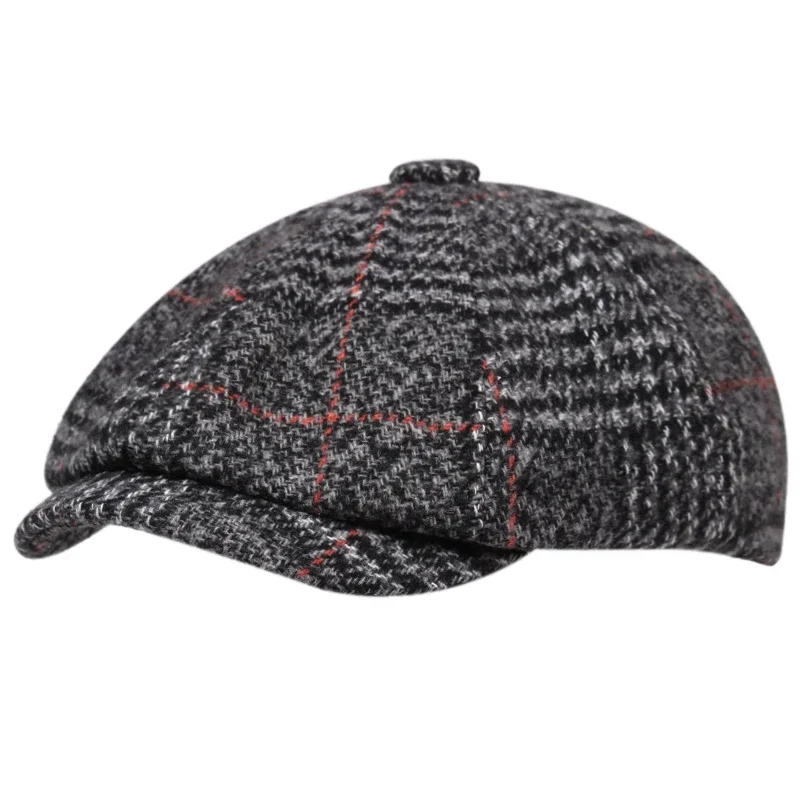 2024 New Men\'s Lvy Driving Cap Autumn Winter Warm Newsboy Hats Vintage British Painter Hats For Men Plaid Boina Bone Masculino