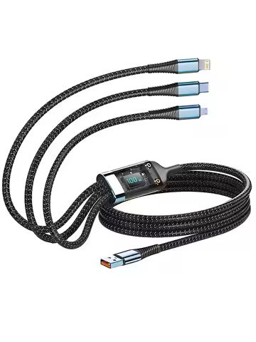 100W Fast Charging Cable Multi Charger Cable Nylon Braided Multiple USB Universal 3 in 1 Charging Cord Adapter with Type-C Micro