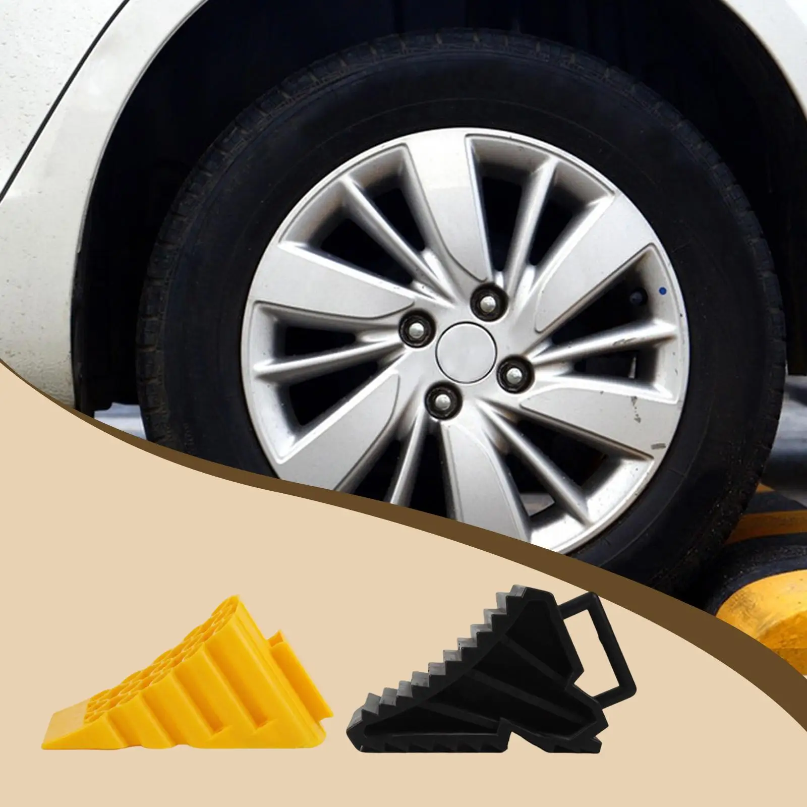 

Portable Wheel Stopper Triangular Structure Non Slip Chock Pad Enhanced Visibility for Parking Maintenance
