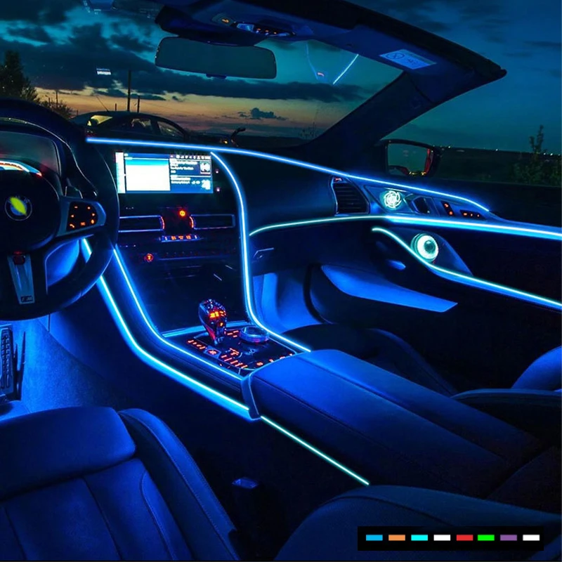 1M/2M/3M/5M Car Interior Lighting LED Strip Decoration Garland Wire RopeTube Line flexible Neon Light Car Products Interior Part