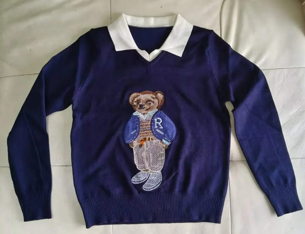 

Cartoon Bear Jacquard Knit Tops Women Spring Autumn New O-Neck Long Sleeve Female T Shirt Korean Fashion Knitwear Pullover