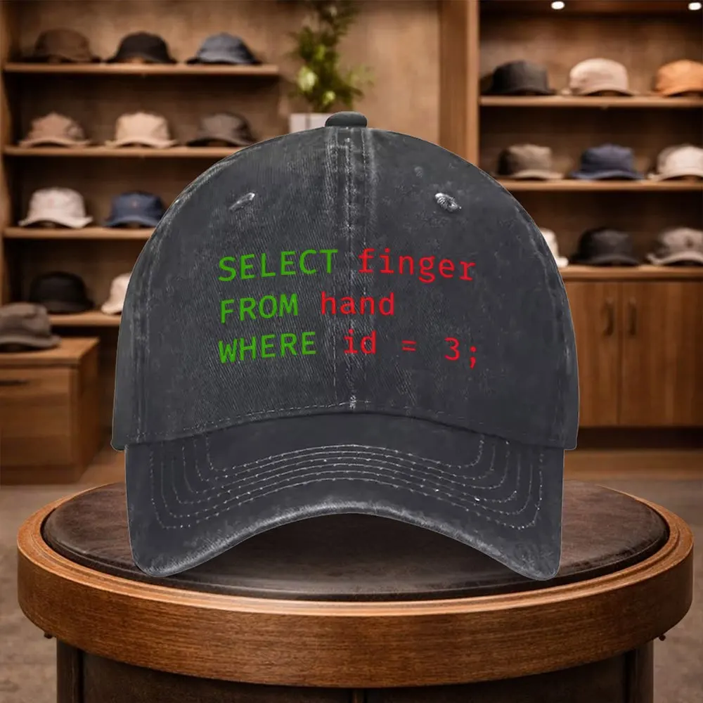 1 SQL Query Statement Printed Baseball Cap, Casual Snapback Hat, Fashion Hat, Outdoor Adjustable Leisure Cap, Suitable for All S