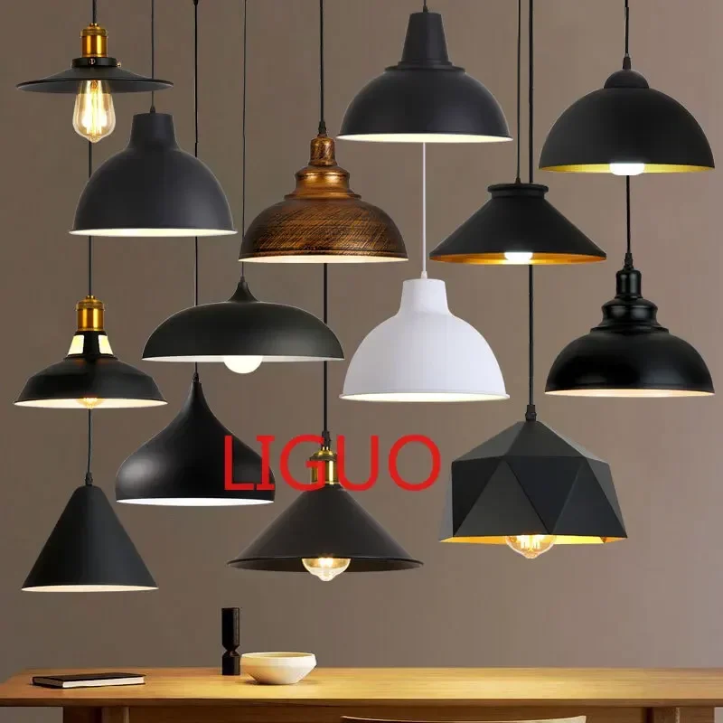 

Pendant Lamp Iron Retro Black Dining Table Simple Dining Room Pendant Bar