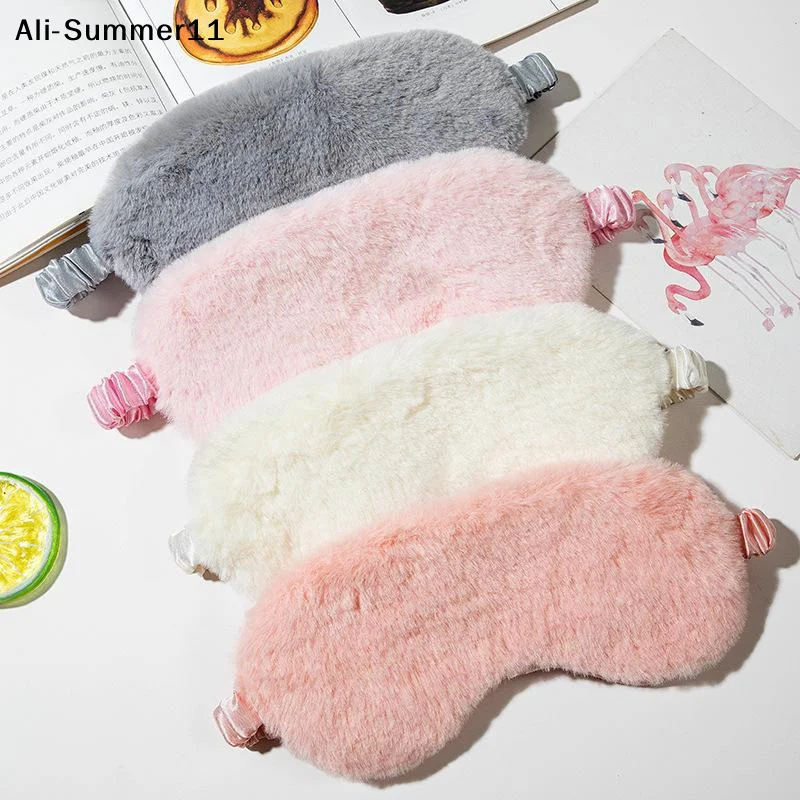 

【Wq0】Sleeping Mask Sleeping Blindfold Soft Plush Eye Masks Cute Eye Cover Band Shade Rest Eyepatch Nap Health Eye Cover