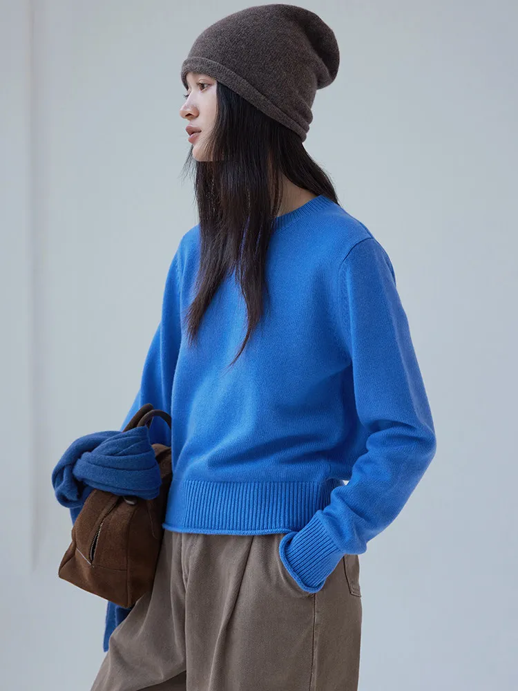 Age reduction machine model~ 3-line thickened hem crimping design, Consinee AU pure cashmere crew neck sweater