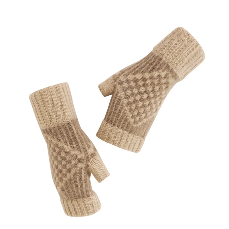 

MVLYFLRT Class A Women's 100% Pure Goat Cashmere Gloves Knitted Jacquard Thick Winter Fashionable Warm And Cold Resistant Gloves