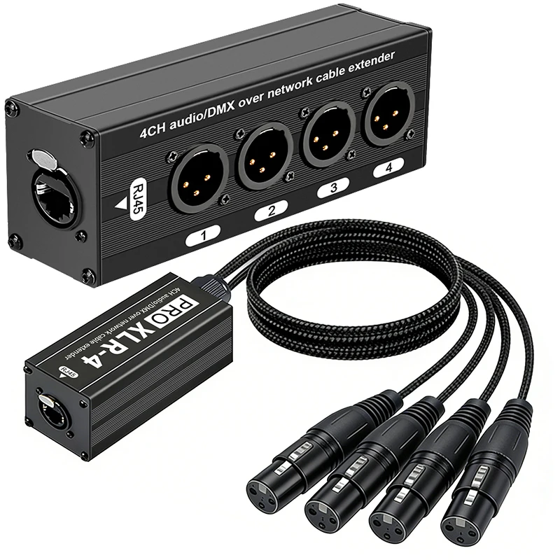 4-Kanal 3-Pin Audio-Netzwerk-XLR-Kabel für Bühnen-Sound, Beleuchtung, Aufnahmestudio, Stecker und Buchse zu STP RJ45 Cat5e/Cat6 Ethercon – Detail 1