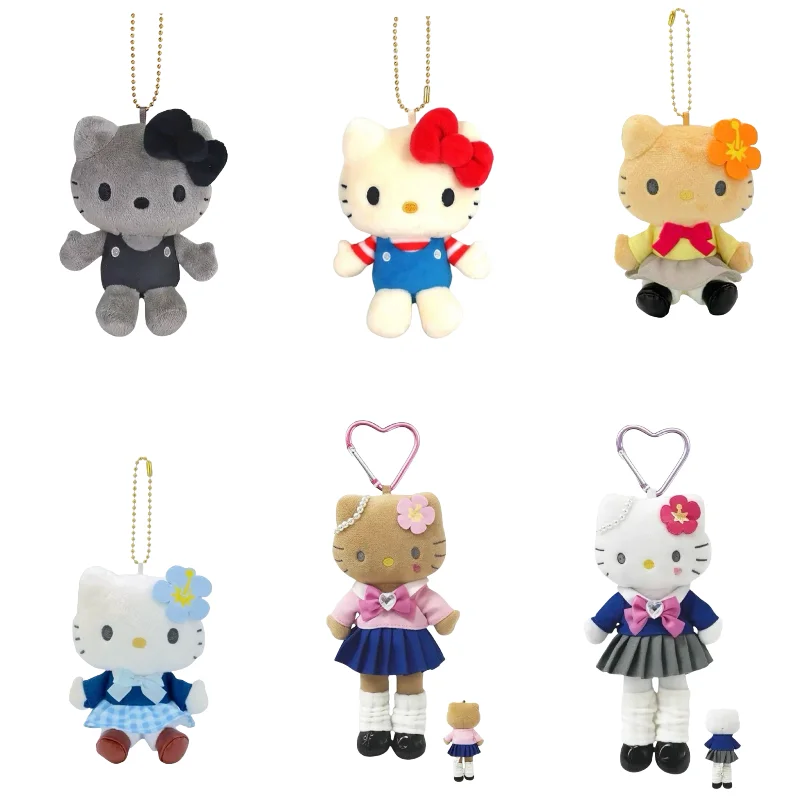 

Hello Kitty Kawaii Plush doll Pendant Sanrio Cartoon JK pleated skirt Kitty Long Leg Doll Toy Keychain Uniform backpack charm