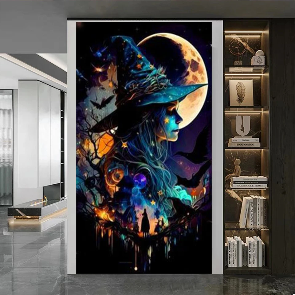 Gothic Moon Witch 5d Diamond Painting New 2023 Full Diamond Mosaic Embroidery Rhinestone of Picture Cross Stitch Girl Halloween