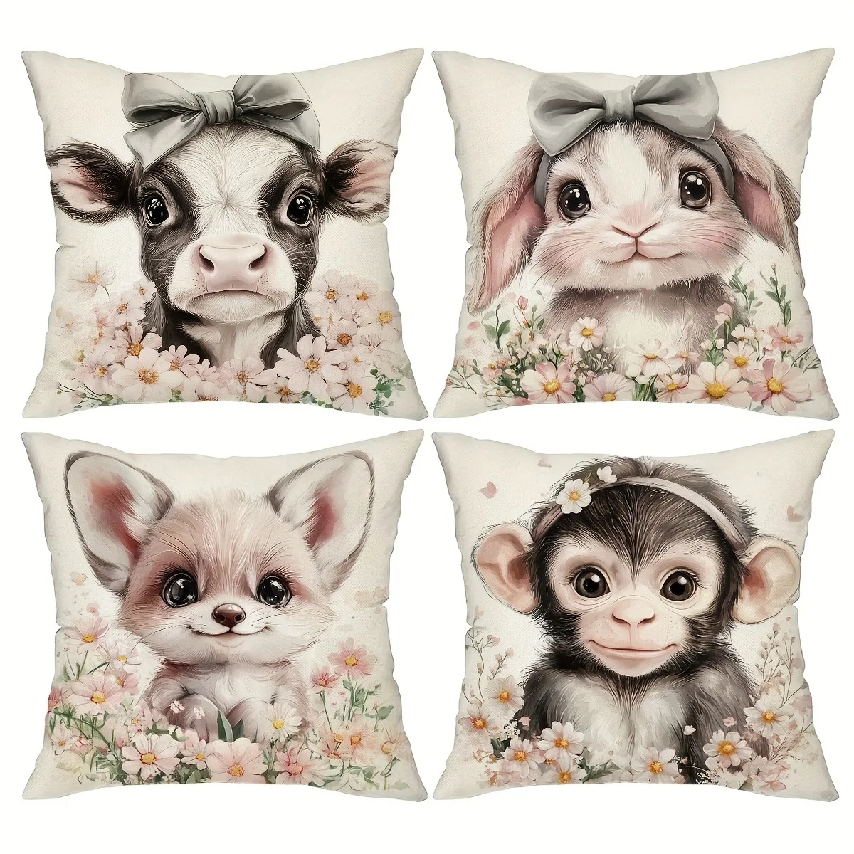 Short plush material pillowcaseAdorable Pet - Floral Fusion Pillow CoversLiving room sofa cushion cover, soft and comfortable, b