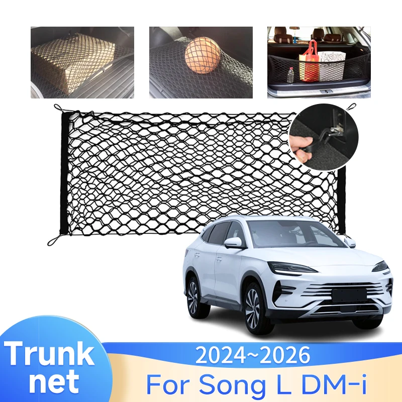 

Car Trunk Net For BYD Song L DM-i 2024 2025 2026 Back Rear Mesh Trunk Boot Trunk Net Auto Organizer Back Bag Elastic String Part