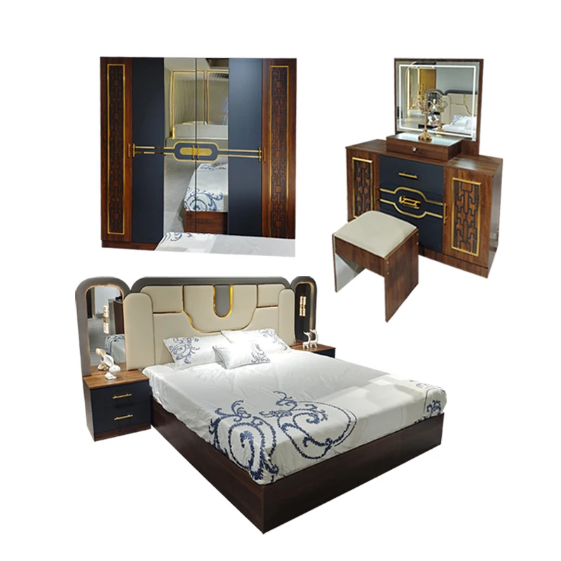 

Деревянная двуспальная кровать из МДФ в турецком стиле, роскошный деревянный каркас