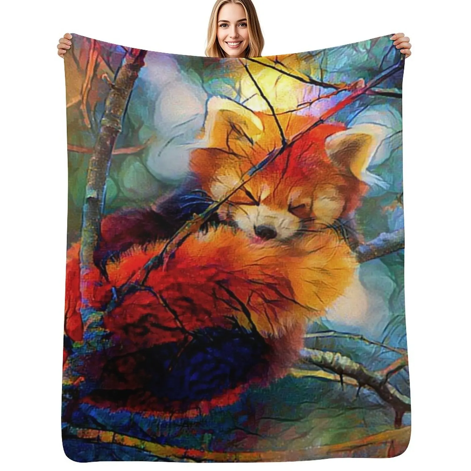 

Autumnal Red Panda Throw Blanket Fashion Sofas Plaid wednesday Hairys Blankets