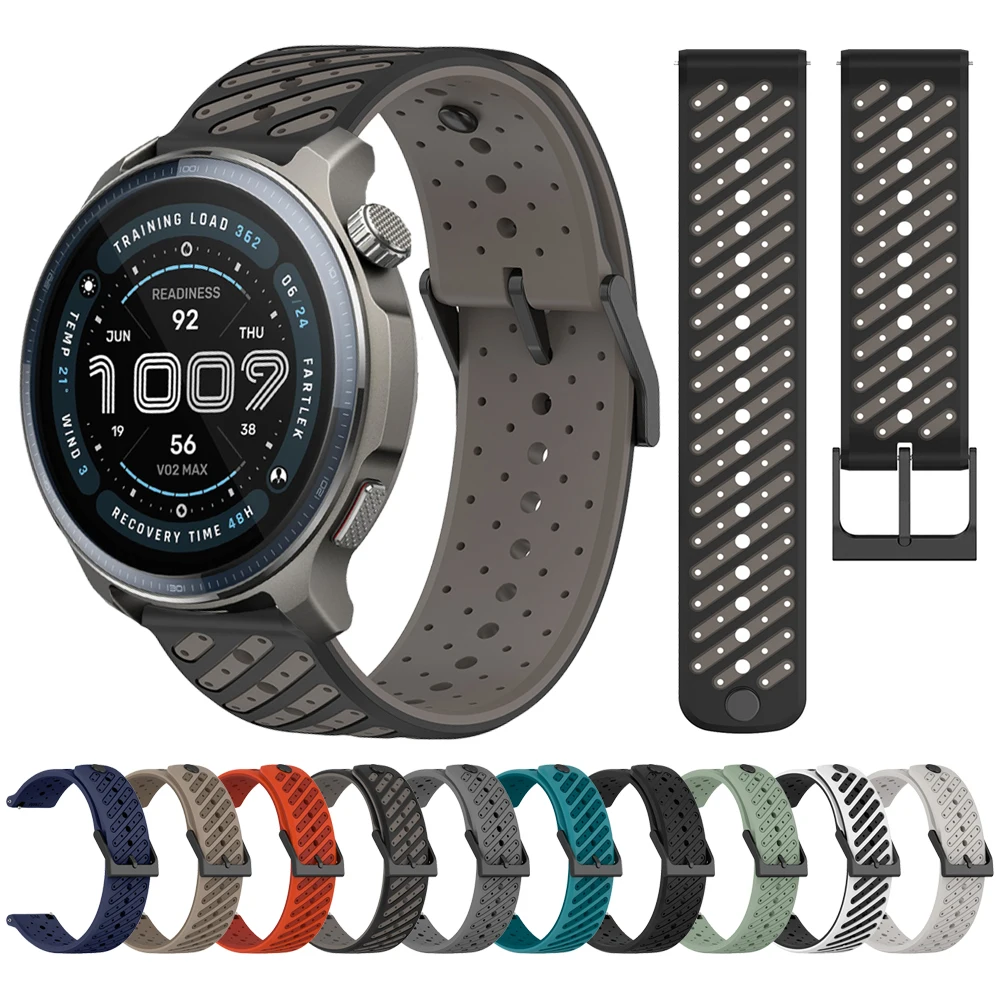 22mm Replacement Band For Amazfit Balance 2 / Bip 6 5 / Balance/Cheetah Pro (Round) / GTR 4 3 Two-Tone Silicone Strap Bracelet