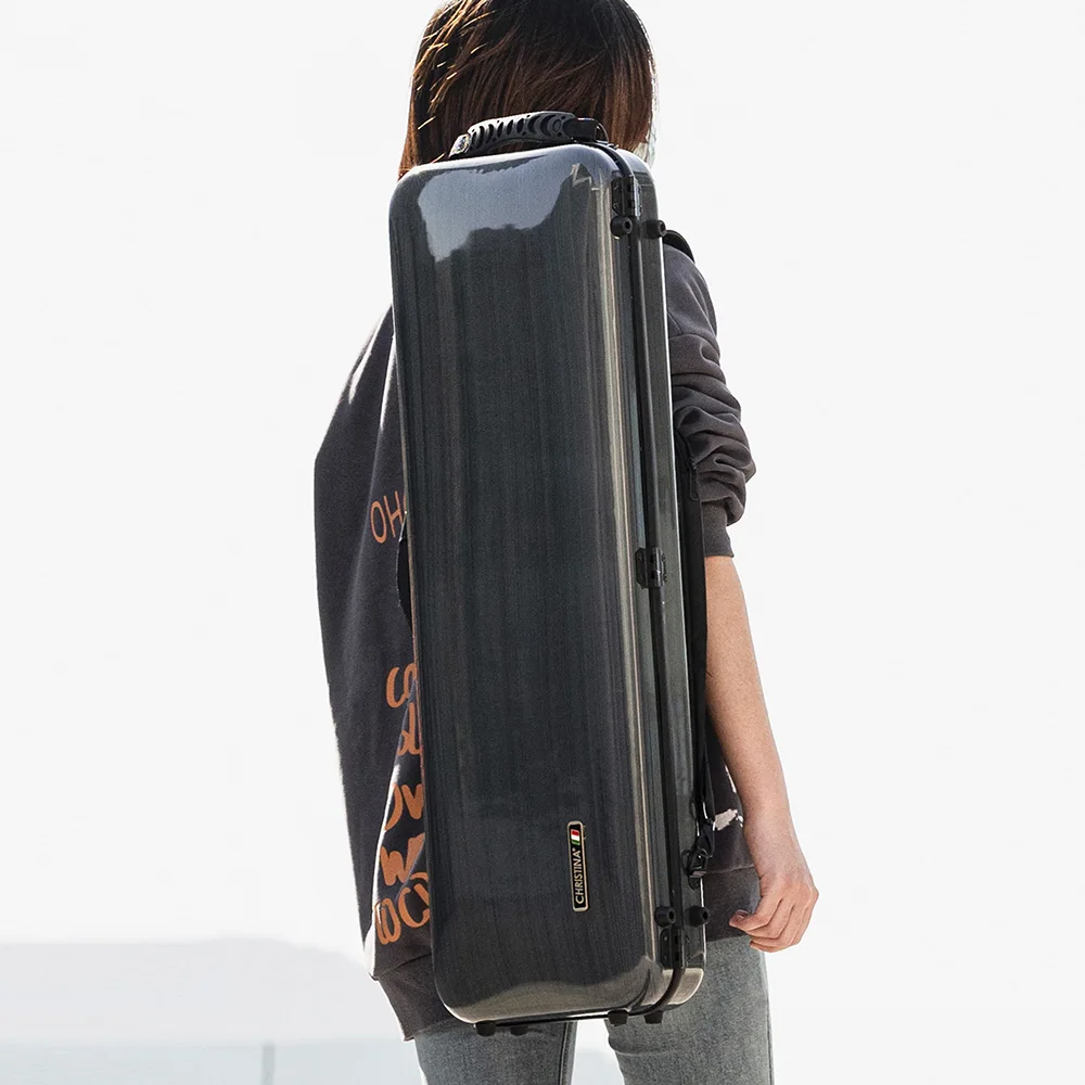 

CHRISTINA Violin Case Rectangular Dark Gray with Sheet Music Bag Combination Lock 4/4 Size Lightweight Composite Material BV01GY