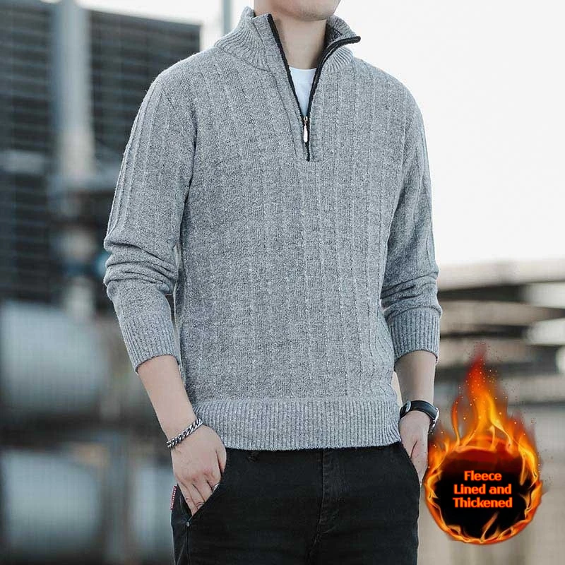 

Новые свитера, мужские свитера, зимние утолщенные термовязаные свитера, пуловеры с длинными рукавами, топы, модная уличная мужская одежда