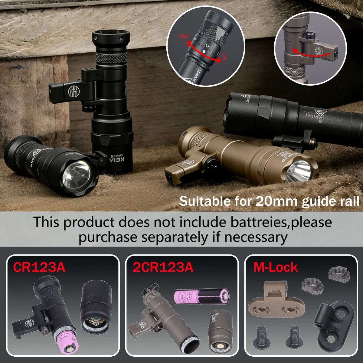 

Тактический фонарь SureFire M340C M640DF M340V M640V Offset Scout Light LED для креплений Picatinny 20 мм и M-LOK, для AR15, страйкбола и охоты