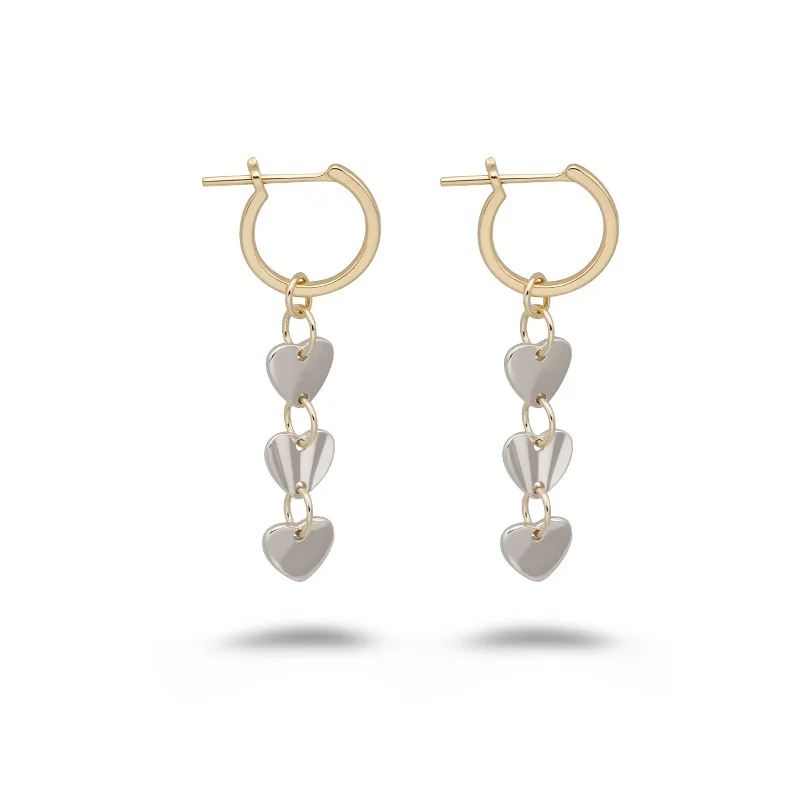 

Love chain split earrings S925 silver gold-plated niche design earrings female sweet wind