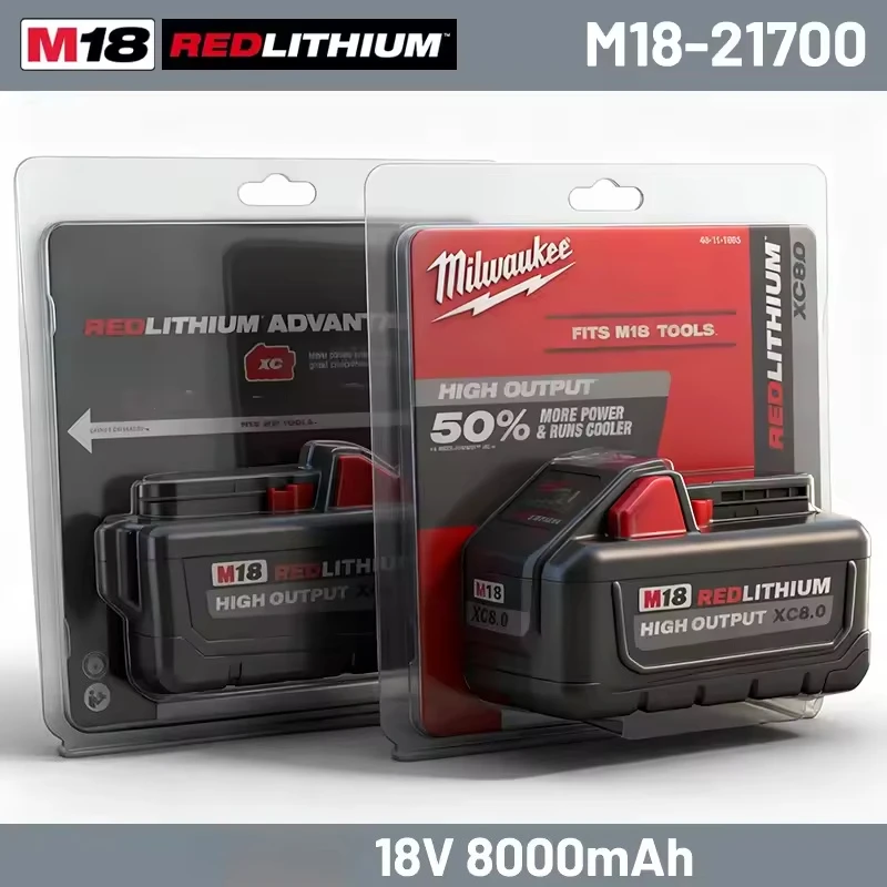 

21700 18V XC8.0Ah M18 Milwaukee Cell Rechargeable Battery Fit Milwaukee Tool 48-11-2830 0730-20 High Capacity Power Pack