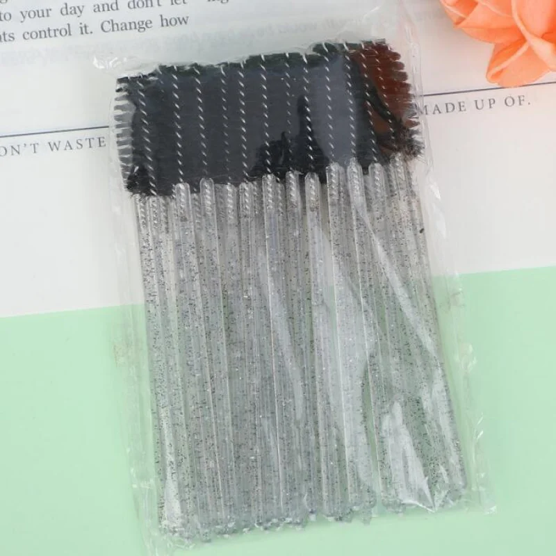 Brosse à cils en spirale, tige solide en cristal, peigne à greffage, recourbe-cils, outil de beauté, sourcils, 50
