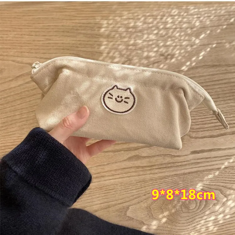 Cute Canvas Cosmetic Storage Bag Wallets Women Makeup Organizer Lipstick Handbags School Stationery Bag Pencil Phone Cases Pouch