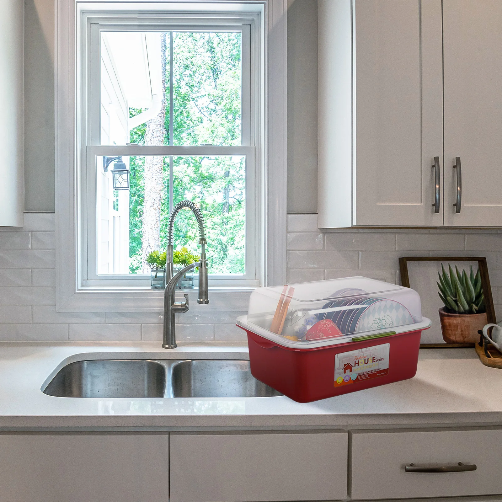 

Tableware Storage Rack For Milk Bottle Clamshell Design Dust Proof Portable Kitchen Drying Organizer Box Milk Bottle Box