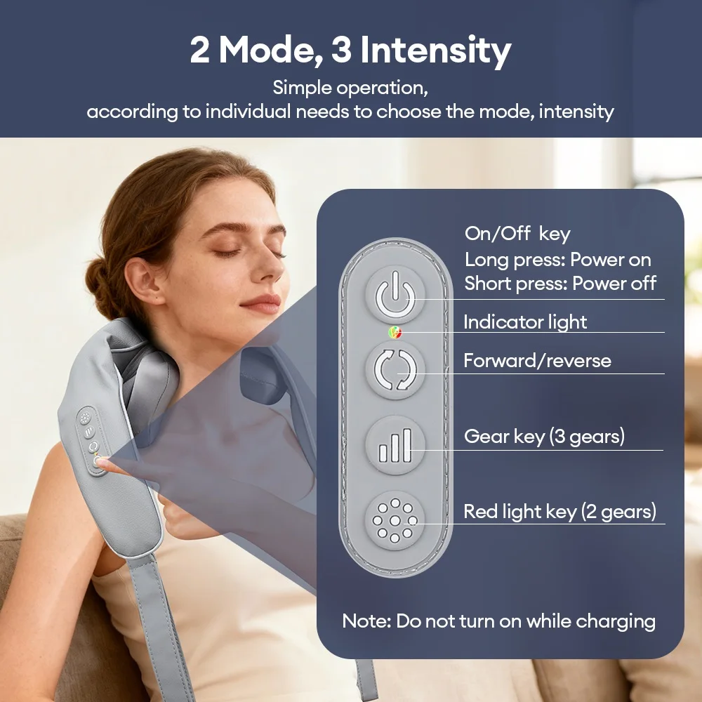 

Wireless Neck And Shoulder Massage Shawl 8-head Neck Cervical Kneading Massager Waist Back Muscle Relaxing Trapezius masajeador