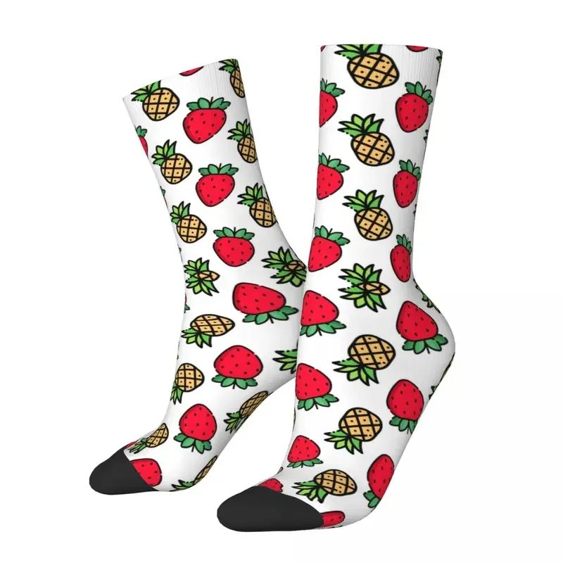 Strawberries Pineapples Fruits Socks Gothic Stockings Couple Breathable Skateboard Socks Winter Printed Anti Skid Socks