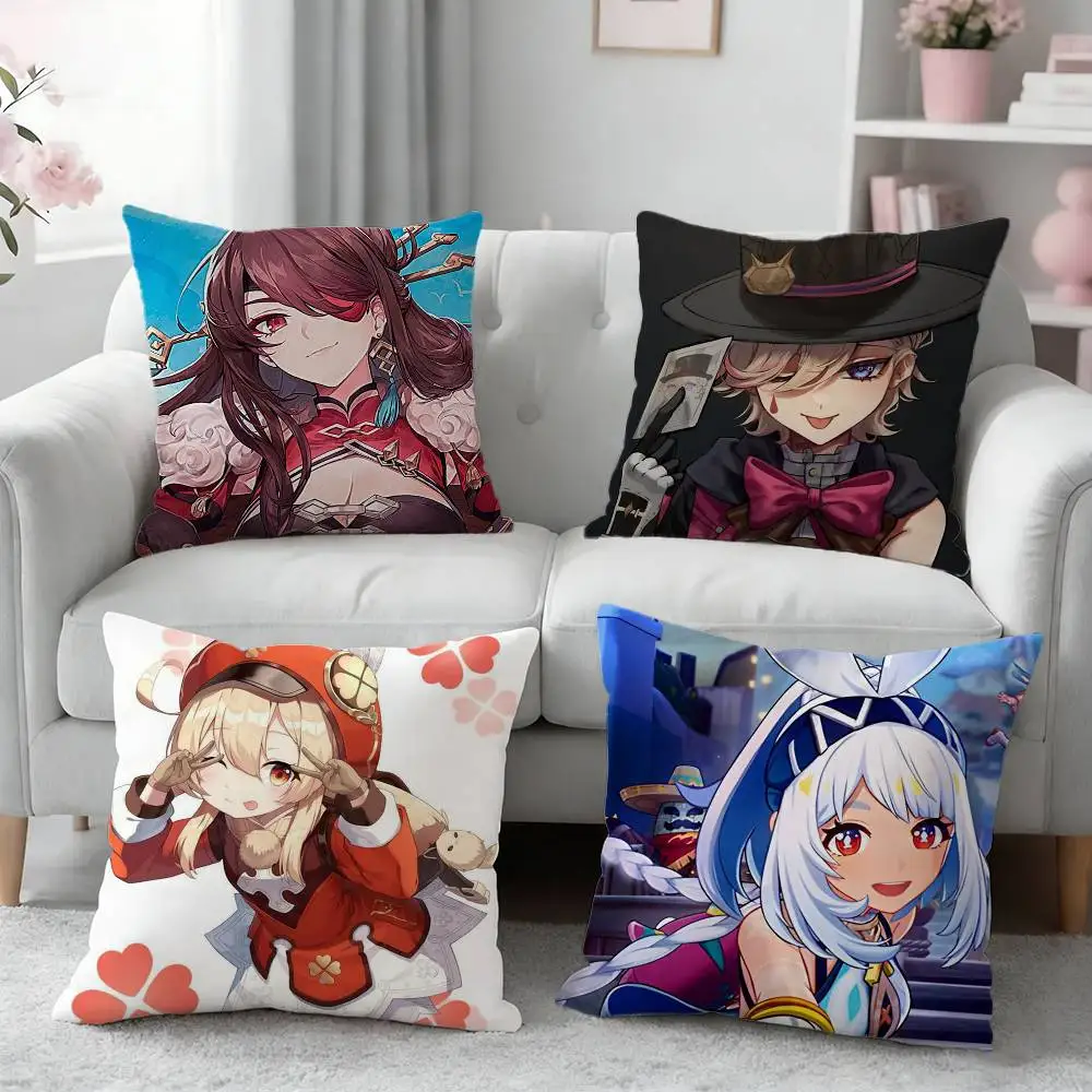 

G-Genshin Impact character image Pillow Case Pattern Printed Pillowcase For Living Room Sofa Cushion Cover