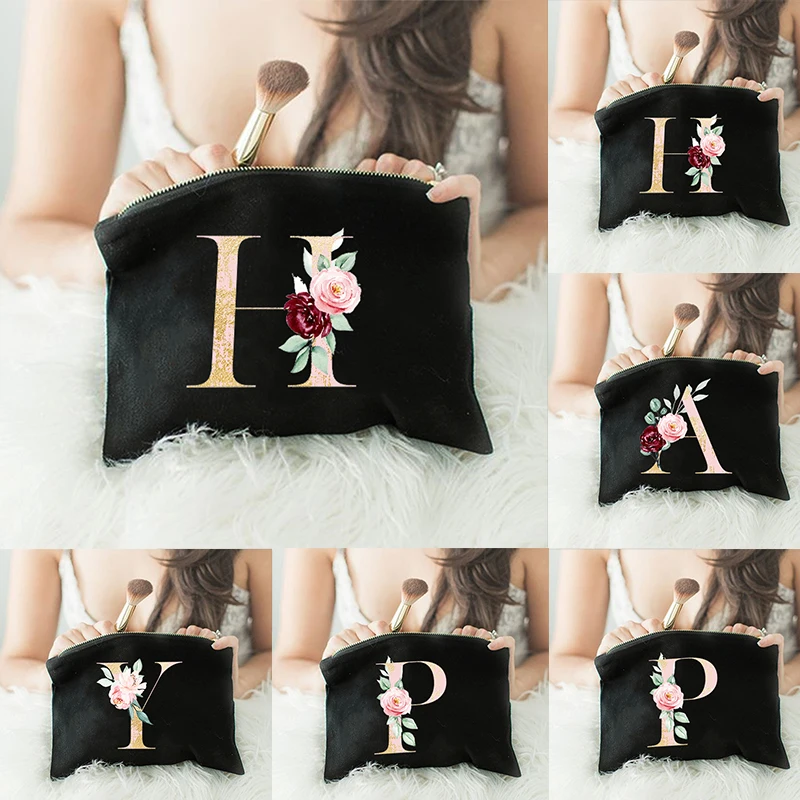 

Bridesmaid Makeup Bag Wedding Best Gift Letter Print Cosmetic Case Women Toiletries Organizer Female Storage Make Up Pouch Purse