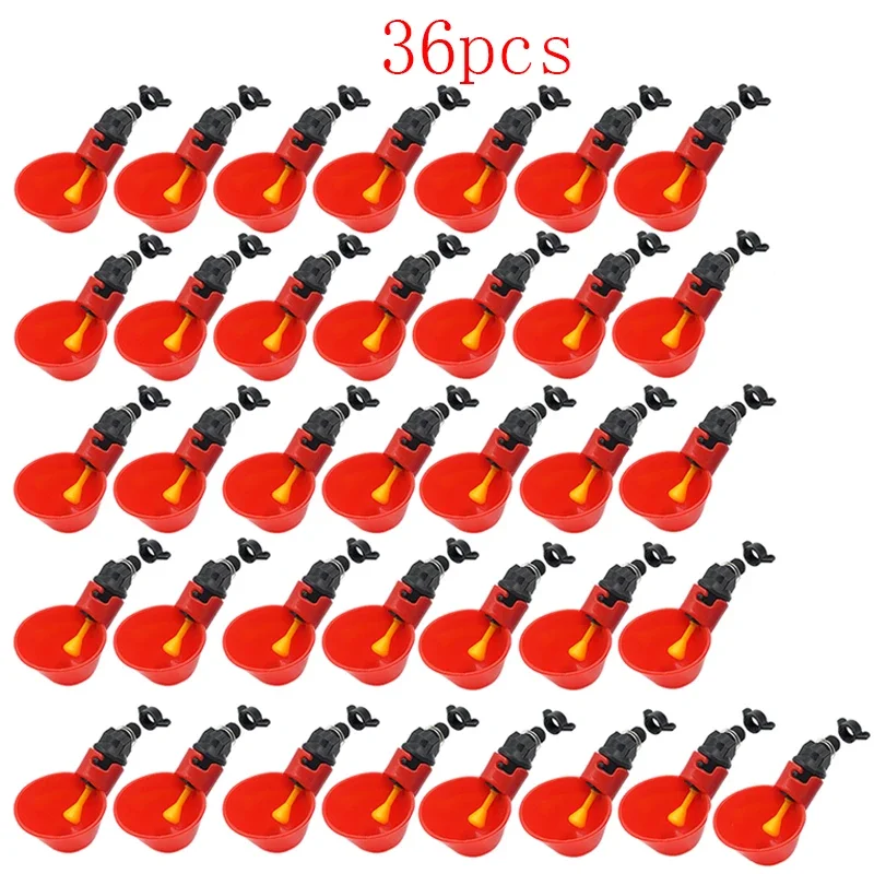 

6-36Pcs Chicken Quail Hanging Water Cups Nipple Drinking Bowl Birds Water Feeder Bowl Drinker Cup for Backyard Automatic Poultry