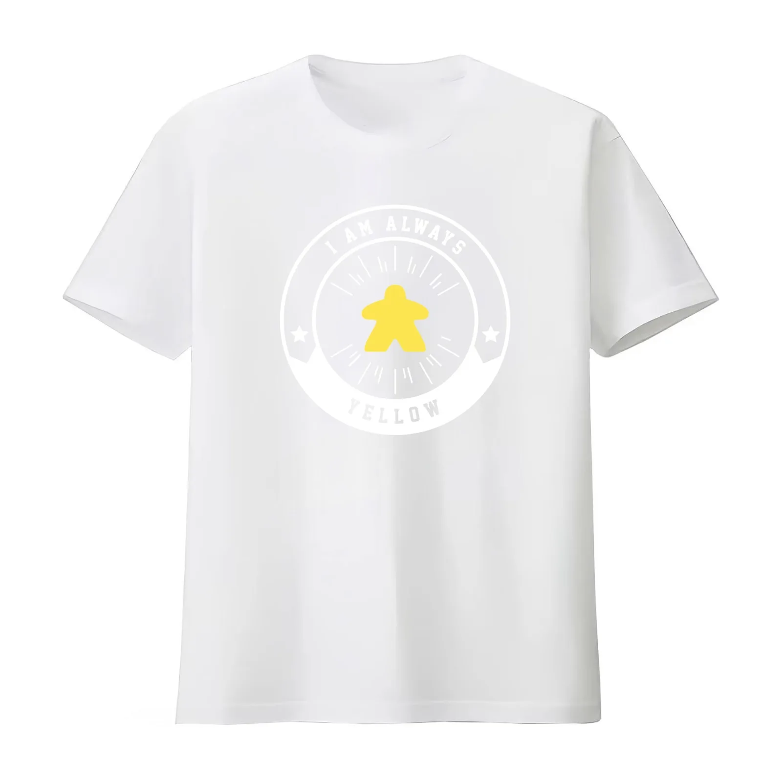 I Am Always Yellow Meeple - Board Games and Meeples Addict T-Shirt Summer Casual Cotton Tee Oversized Streetwear Tops