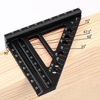 3D Multi-Angle Woodworking Square Protractor 22.5/45/90 Degree Aluminum Alloy Measuring Ruler W/ Dowel Pins Miter Triangle Ruler