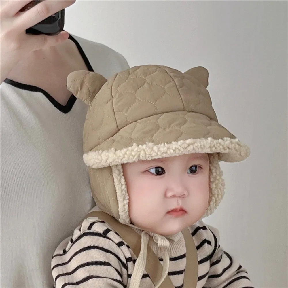 

Cute Winter Warm Children's Hats Thickened Ear Protection Toddler Earmuffs Beanie Windproof Solid Color Lamb Fleece Warm Cap
