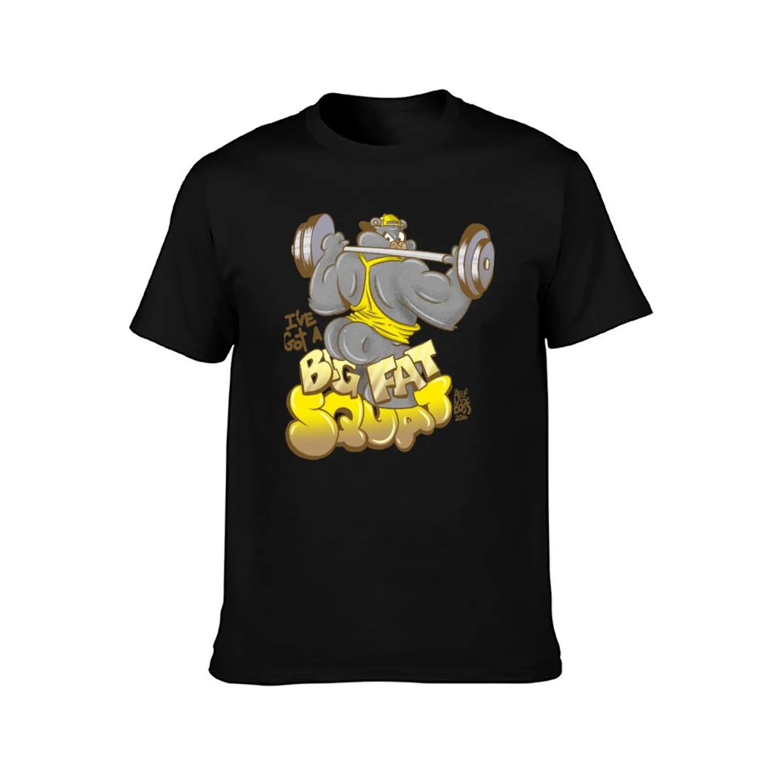 BI FAT SQUAT T-Shirt, Summer Casual Cotton Tee, Oversized Streetwear Tops, Vintage Graphic Print, Loose Fit Short Sleeve