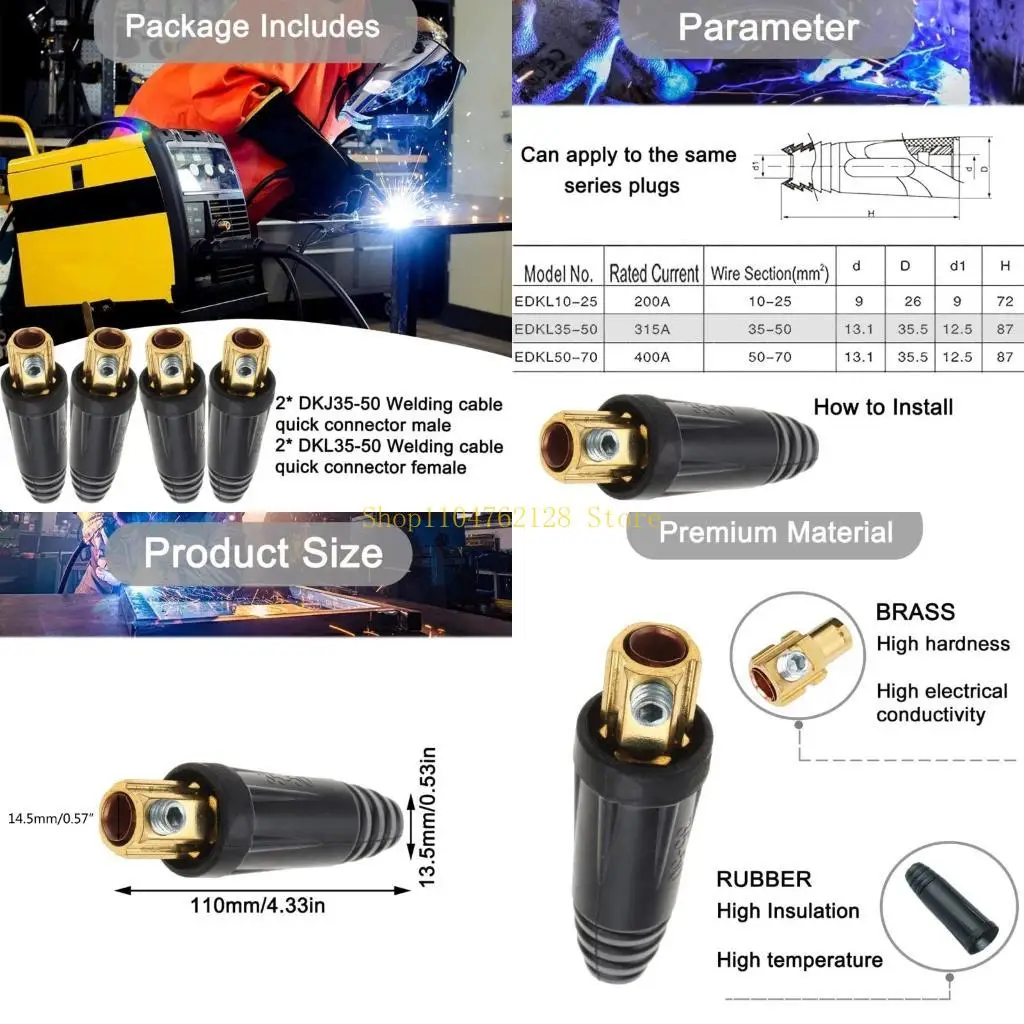 2Pcs Welding Cable Quick Connector Pair 200Amp 300Amp Male/Female best sale