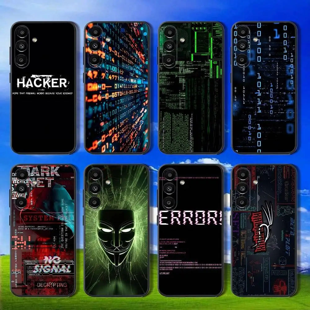 

Hacker Computer Code Art Phone Case For Samsung Galaxy A13,A21s,A22,A31,A32,A52,A53,A71,A80,Soft Black Shell