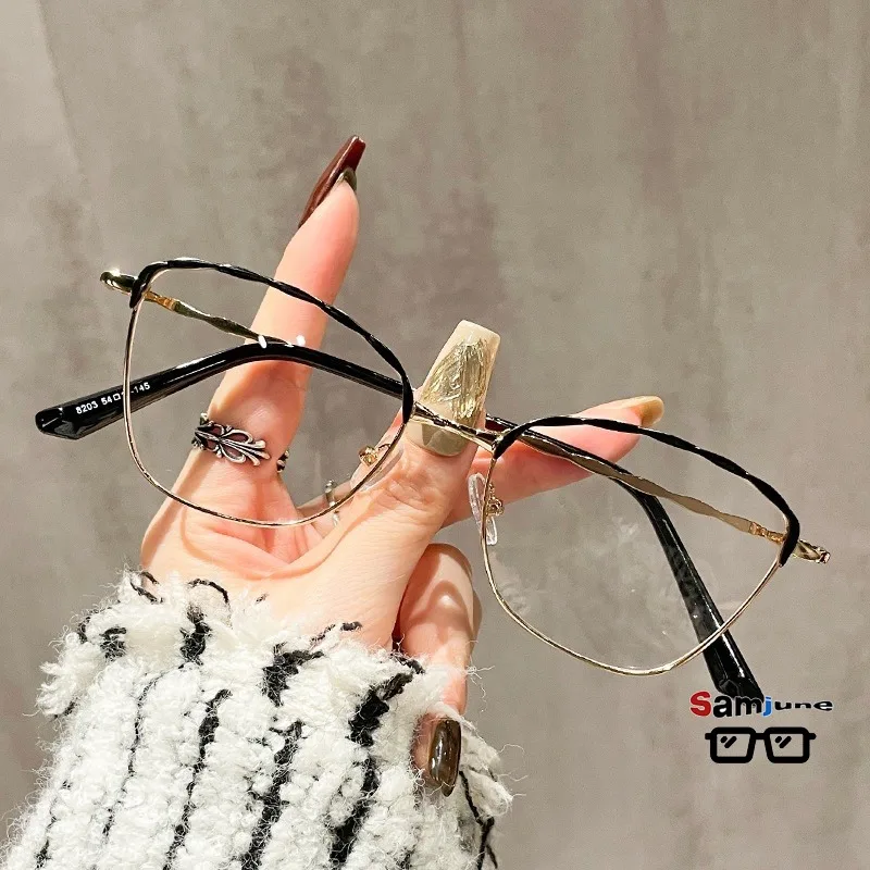 Samjune Neuer Stil Halbrahmen Wellenförmige Katzenaugen-Brille Anti-Blaulicht-Brille Modische Frische Brillengestelle