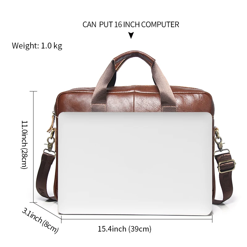 SCHLATUM Genuine Leather Bags Man Leather Laptop Bag For Document A4 Briefcase For Men's Business Vintage 15.6inch Computer Bag