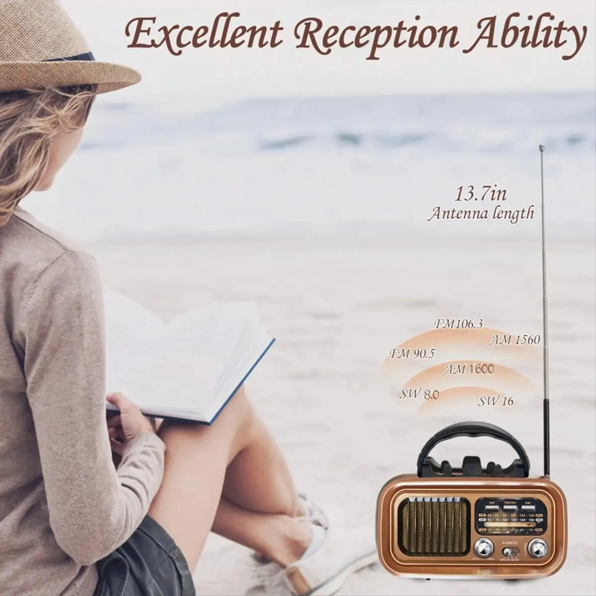 

Stable- Portable DSP Radio Classic Vintage FM AM SW Radios Retro Solar Bluetooth Speaker MP3 TF USB Music Box Removable Battery