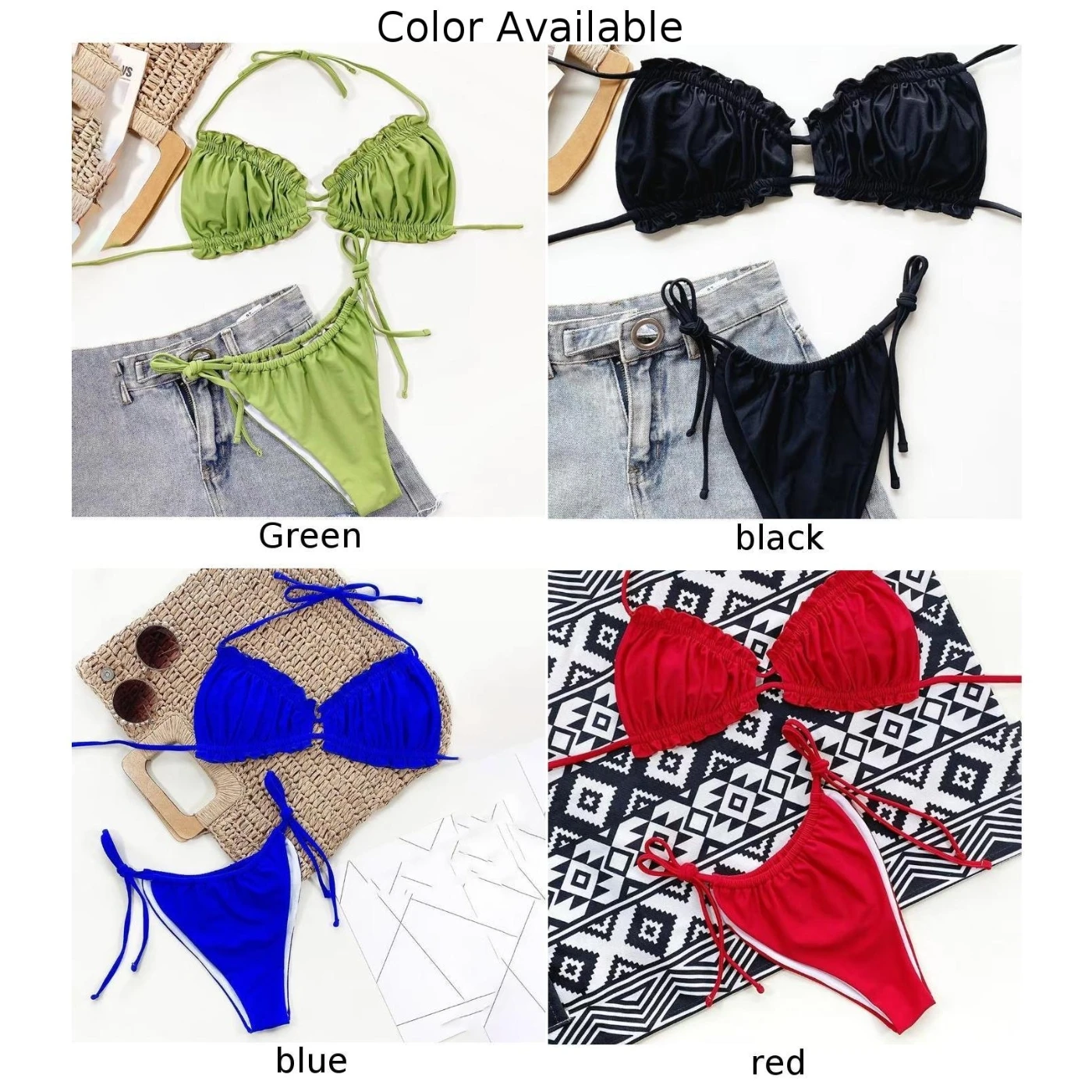 ชุดบิกินี่เปลือยชุดชายหาดซัมเมอร์มีให้เลือกหลายสีชุดว่ายน้ําผ้ายืดหยุ่นสูงเป็นมิตรกับสิ่งแวดล้อม