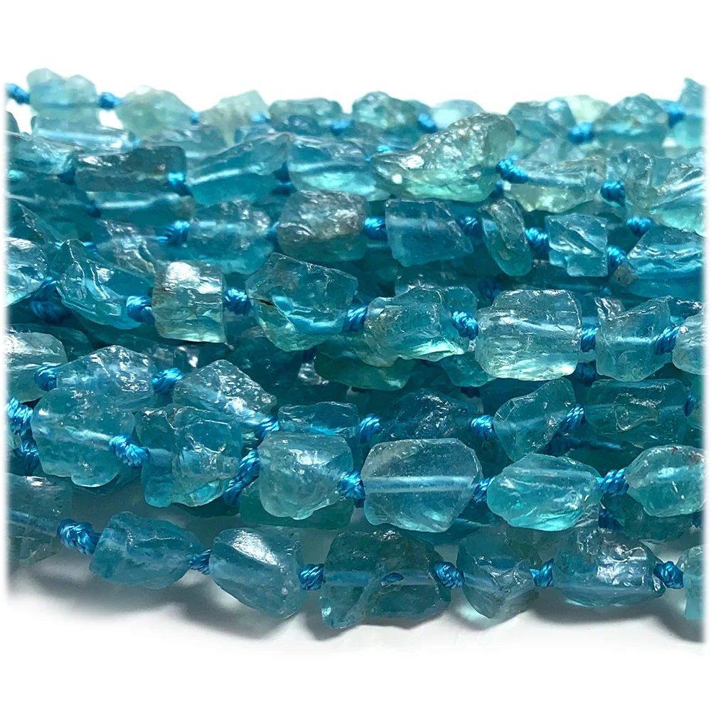 Veemake Natural Clear Green Blue Apatite Fluorapatite Nugget Free Form Loose Raw Mineral Rough Matte Jewelry Beads 08241