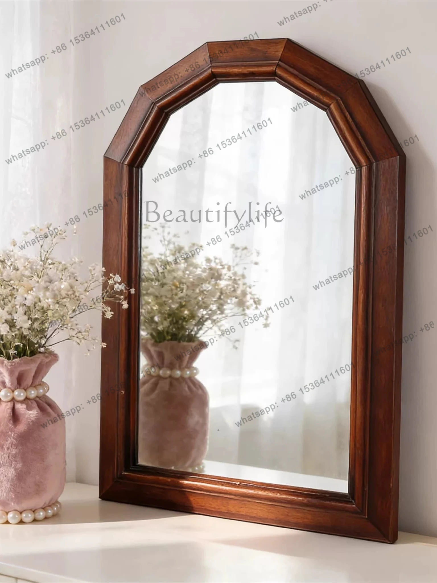 American retro desktop makeup mirror medieval creative bathroom bathroom vanity mirror French wall hanging
