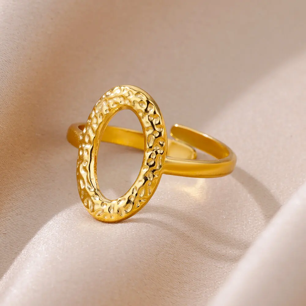 316L Edelstahl Ringe für Frauen Gold Farbe Multilayer Geometrische Offenen Ring Vintage Wasserdicht Hochzeit Ästhetischen Schmuck Geschenk